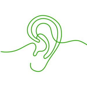 Icon_We listen_White circle_CC