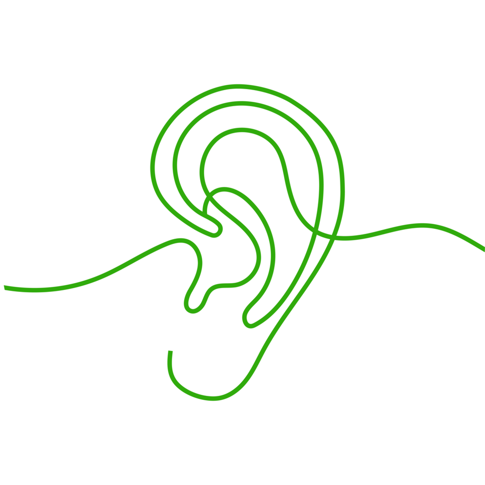 Icon_We listen_White circle_CC